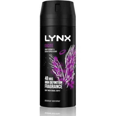 Lynx Excite Men Body Spray - 150ml - 48H Odour Protection Lynx Excite Men Body Spray - 150ml - 48H Odour Protection
