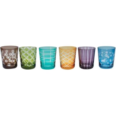 Pols Potten - Bicchieri di Vetro Multicolore - Set da 6 Pols Potten - Bicchieri di Vetro Multicolore - Set da 6