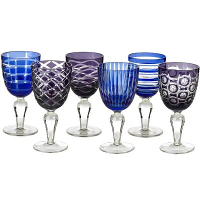 Set di 6 bicchieri da vino Pols Potten Cobalto Multicolore Set di 6 bicchieri da vino Pols Potten Cobalto Multicolore