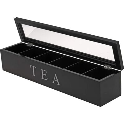Scatola per tè in legno EH Excellent Houseware - 6 scomparti - Nero Scatola per tè in legno EH Excellent Houseware - 6 scomparti - Nero