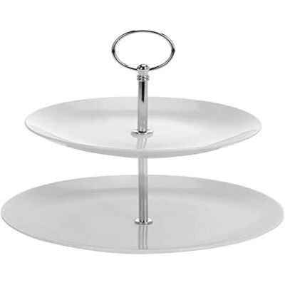 Excellent Houseware Modell - Elegantes Zweistöckiges Porzellanbuffet für Desserts und Vorspeisen Excellent Houseware Modell - Elegantes Zweistöckiges Porzellanbuffet für Desserts und Vorspeisen