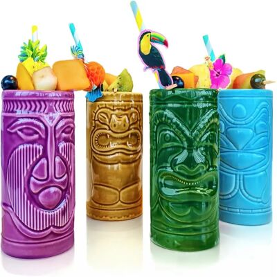 Mikamax Tiki Mugs Ensemble - Multicolore Mikamax Tiki Mugs Ensemble - Multicolore