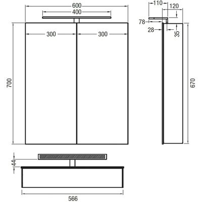 Megabad Profi Collection Alu 100 LED Spiegelschrank S60 - Spiegelschrank Megabad Profi Collection Alu 100 LED Spiegelschrank S60 - Spiegelschrank