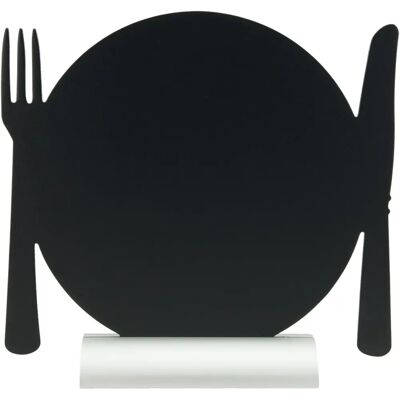 Securit Tabla de mesa de pizarra 'Plato' - Base de aluminio - Incluye marcador de tiza Securit Tabla de mesa de pizarra 'Plato' - Base de aluminio - Incluye marcador de tiza