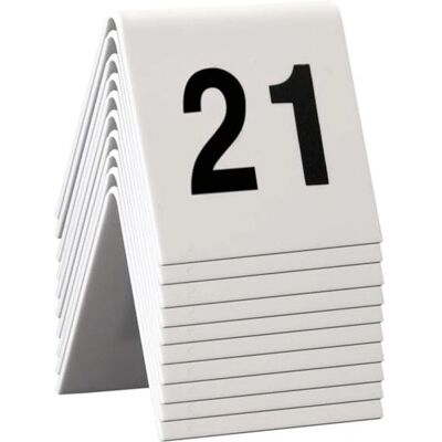Ensemble de Numéros de Table Securit 21-30 - Acrylique Blanc avec Chiffres Noirs Ensemble de Numéros de Table Securit 21-30 - Acrylique Blanc avec Chiffres Noirs