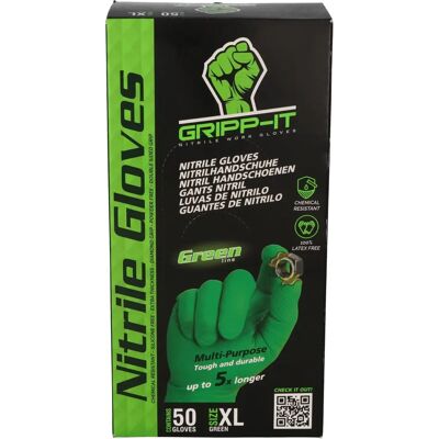 PAE Gripp-It XL Nitrile Gloves - Green - Dispenser Box of 50 pcs PAE Gripp-It XL Nitrile Gloves - Green - Dispenser Box of 50 pcs