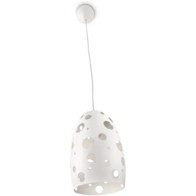 Philips ASSAI lampada a sospensione bianca in metallo - Sospensione bianca in metallo con fori irregolari - Luce Philips ASSAI lampada a sospensione bianca in metallo - Sospensione bianca in metallo con fori irregolari - Luce