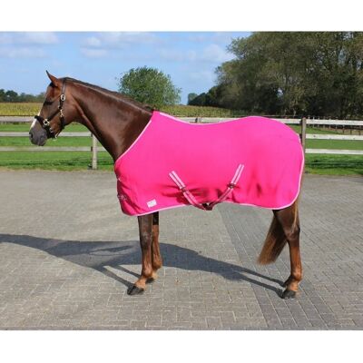 Couverture en molleton QHP avec sangles croisées - Fuchsia - Couverture pour chevaux - Publicité Couverture en molleton QHP avec sangles croisées - Fuchsia - Couverture pour chevaux - Publicité