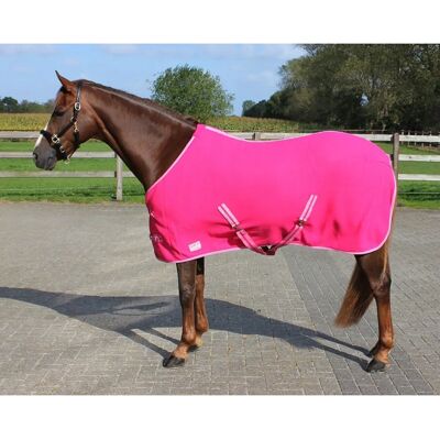 QHP Fleecekappe mit Kreuzgurten - Fuchsia - 165 Pferdedecke QHP Fleecekappe mit Kreuzgurten - Fuchsia - 165 Pferdedecke