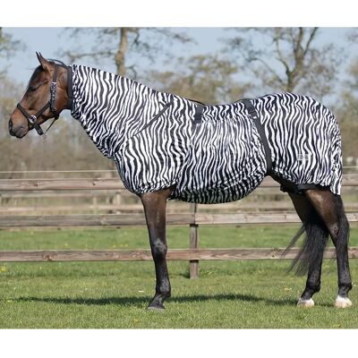 QHP Zebra Fliegenhaube - Ekzemerdecke für Pferde QHP Zebra Fliegenhaube - Ekzemerdecke für Pferde