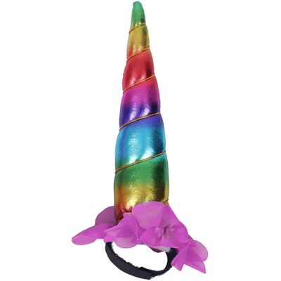 QHP Einhornhorn - Regenbogen Metallisches Pferdezubehör QHP Einhornhorn - Regenbogen Metallisches Pferdezubehör