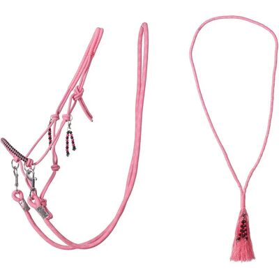 QHP Liberty Halter en corde rose - Équipement équestre - Publicité QHP Liberty Halter en corde rose - Équipement équestre - Publicité
