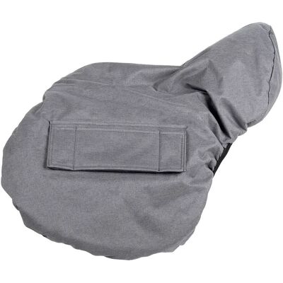 Housse de selle QHP - Grise - Imperméable, Convient à la plupart des selles anglaises - Publicité Housse de selle QHP - Grise - Imperméable, Convient à la plupart des selles anglaises - Publicité
