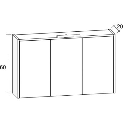 Riho Porto Spiegelschrank - 3 Türen, Holzregal, Ohne Beleuchtung Riho Porto Spiegelschrank - 3 Türen, Holzregal, Ohne Beleuchtung