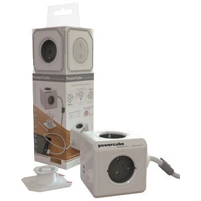 Allocacoc PowerCube extended - 4x Schuko en 2x USB - 3 meter kabel - Wit/Grijs - stekkerblok Allocacoc PowerCube extended - 4x Schuko en 2x USB - 3 meter kabel - Wit/Grijs - stekkerblok