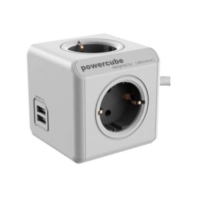 Allocacoc PowerCube Extended USB - 3m Verlängerungskabel, Weiß/Grau, EU/DE Allocacoc PowerCube Extended USB - 3m Verlängerungskabel, Weiß/Grau, EU/DE