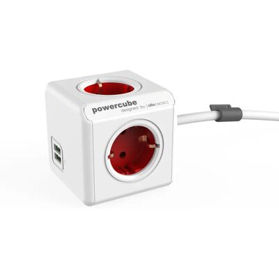 Allocacoc PowerCube Extended USB 4 Steckdosen 1,5 m Rot, Weiß Allocacoc PowerCube Extended USB 4 Steckdosen 1,5 m Rot, Weiß