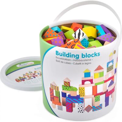 Set de 100 blocs en bois New Classic Toys - Publicité Set de 100 blocs en bois New Classic Toys - Publicité