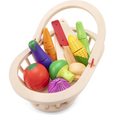 New Classic Toys - Wooden Vegetable Set - Red, Beige - 25x16x9 cm - Wooden Cutting Meal New Classic Toys - Wooden Vegetable Set - Red, Beige - 25x16x9 cm - Wooden Cutting Meal