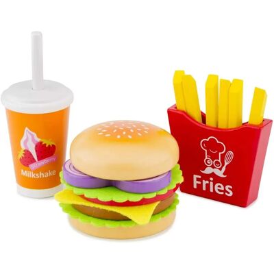 Nuevo Classic Toys Conjunto de Comida Rápida de Madera - Juego de juguetes Nuevo Classic Toys Conjunto de Comida Rápida de Madera - Juego de juguetes