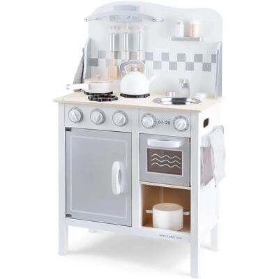 Conjunto de Cocina de Madera Blanco/Plateado de New Classic Toys - +3 - Juego de Cocina Conjunto de Cocina de Madera Blanco/Plateado de New Classic Toys - +3 - Juego de Cocina