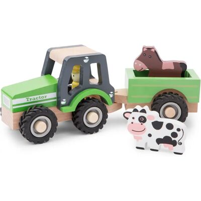 Drewniany Traktor z Przyczepą - Zabawka Drewniany Traktor z Przyczepą - Zabawka