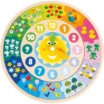 New Classic Toys - Dřevěné hodiny puzzle - Vzdělávací hračka New Classic Toys - Dřevěné hodiny puzzle - Vzdělávací hračka