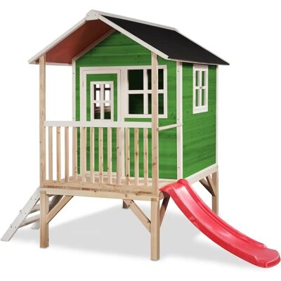 Maison de jeux EXIT Loft 300 - Maison en bois avec véranda et toboggan - Publicité Maison de jeux EXIT Loft 300 - Maison en bois avec véranda et toboggan - Publicité