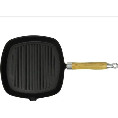 vidaXL Gusseisen Grillpfanne 20x20cm mit Holzgriff - Bratpfanne vidaXL Gusseisen Grillpfanne 20x20cm mit Holzgriff - Bratpfanne
