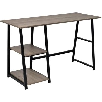 vidaXL Schreibtisch mit 2 Regalen Grau und Eiche - Schreibtisch vidaXL Schreibtisch mit 2 Regalen Grau und Eiche - Schreibtisch