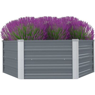 vidaXL Verhoogd tuinbed - Gegalvaniseerd staal grijs - 129x129x46 cm vidaXL Verhoogd tuinbed - Gegalvaniseerd staal grijs - 129x129x46 cm