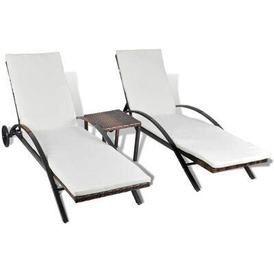 VidaXL Garten-Set - Wetterfeste Rattan-Liegestühle VidaXL Garten-Set - Wetterfeste Rattan-Liegestühle