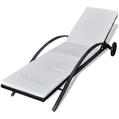 vidaXL Outdoor Liege mit Polster - Schwarz vidaXL Outdoor Liege mit Polster - Schwarz