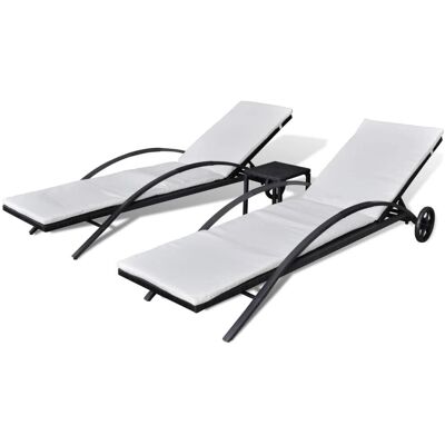 VidaXL Outdoor Stuhlset - Verstellbare Rattan-Liegen & Tisch VidaXL Outdoor Stuhlset - Verstellbare Rattan-Liegen & Tisch