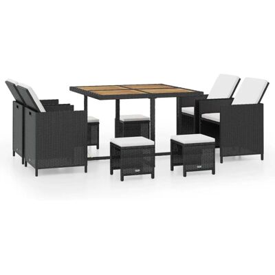 VidaXL Outdoor-Möbelset - Schwarz, 9-tlg VidaXL Outdoor-Möbelset - Schwarz, 9-tlg