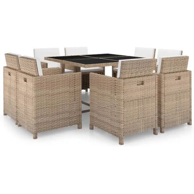 VidaXL outdoor furniture set - Eleganter beigerattan Tisch und Stühle VidaXL outdoor furniture set - Eleganter beigerattan Tisch und Stühle