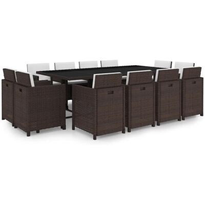 VidaXL Gartenset - Braun, 13-tlg., Rattan, Kissen VidaXL Gartenset - Braun, 13-tlg., Rattan, Kissen