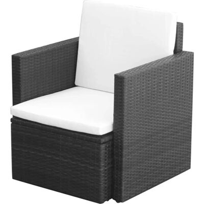 vidaXL 42669 - Negro - Cojín crema - PE ratán silla exterior vidaXL 42669 - Negro - Cojín crema - PE ratán silla exterior