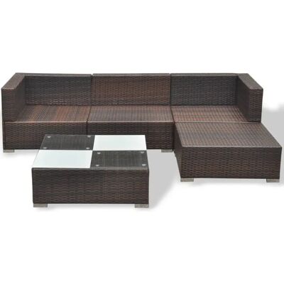 vidaXL 42739 Outdoor-Möbelset - Gartenlounge-Set 5-teilig mit Kissen in braun vidaXL 42739 Outdoor-Möbelset - Gartenlounge-Set 5-teilig mit Kissen in braun