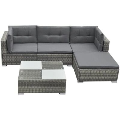 VidaXL Gartenmöbel-Set - Grau, Modular, 5 Teile VidaXL Gartenmöbel-Set - Grau, Modular, 5 Teile