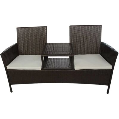 VIDAXL Gartenbank aus Poly Rattan mit Couchtisch - 2 Sitze VIDAXL Gartenbank aus Poly Rattan mit Couchtisch - 2 Sitze