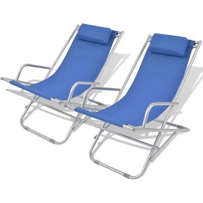 vidaXL Deckstühle 2 Einheiten Stahl - blau vidaXL Deckstühle 2 Einheiten Stahl - blau