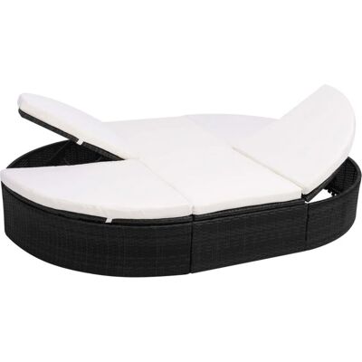 VidaXL Outdoor Bett - Wetterfeste Resin, Verstellbare Seiten, 2-Sitzer, Schwarz VidaXL Outdoor Bett - Wetterfeste Resin, Verstellbare Seiten, 2-Sitzer, Schwarz