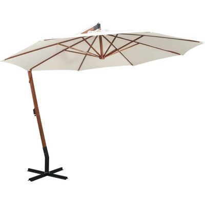 vidaXL Puu puutarhaparasol 350cm Valkoinen - Puutarhaaurinkovarjot vidaXL Puu puutarhaparasol 350cm Valkoinen - Puutarhaaurinkovarjot