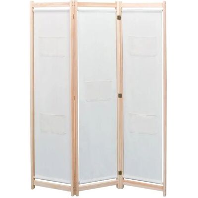 vidaXL 3-Panel Room Divider Cream 120x170cm Fabric Folding Screen - Room Divider vidaXL 3-Panel Room Divider Cream 120x170cm Fabric Folding Screen - Room Divider