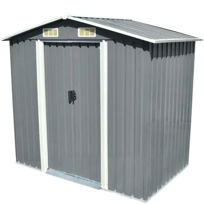 vidaXL Gartenlagerhaus Grau Metall 204x132x186cm Außenwerkzeugraum vidaXL Gartenlagerhaus Grau Metall 204x132x186cm Außenwerkzeugraum
