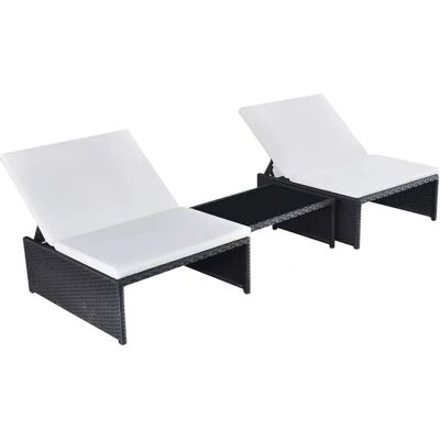 vidaXL Outdoor-Stuhl-Set - Wetterfestes Rattan, Verstellbar, Mit Tisch & Kissen vidaXL Outdoor-Stuhl-Set - Wetterfestes Rattan, Verstellbar, Mit Tisch & Kissen