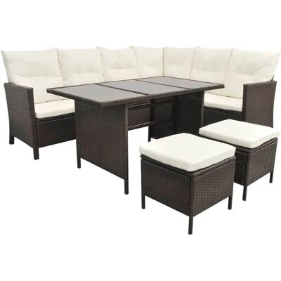 Conjunto de Jardim VIDAXL - Rattan Resistente às Condições Climáticas, Almofadas, Estrutura de Aço Conjunto de Jardim VIDAXL - Rattan Resistente às Condições Climáticas, Almofadas, Estrutura de Aço