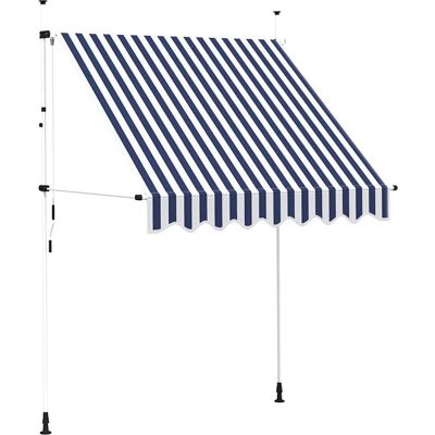 vidaXL 200cm Blauw-Wit Strepen Uitvalbare Luifel - Raamoverdekking vidaXL 200cm Blauw-Wit Strepen Uitvalbare Luifel - Raamoverdekking