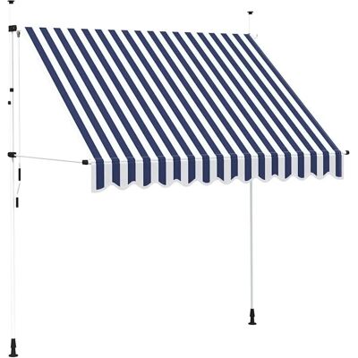 vidaXL Handmatige uitvalbare zonnescherm 250cm blauw en wit - Zonnescherm vidaXL Handmatige uitvalbare zonnescherm 250cm blauw en wit - Zonnescherm